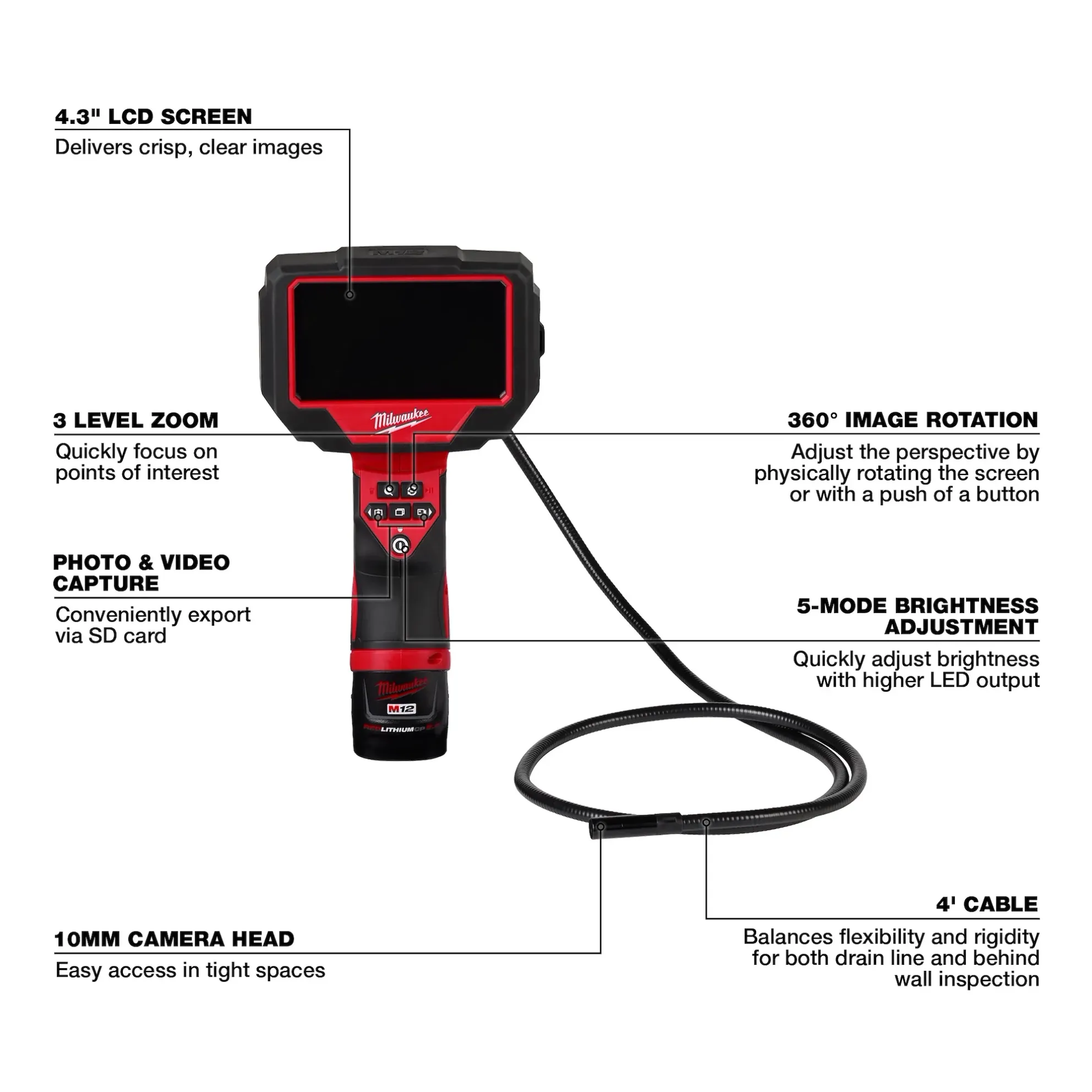 Milwaukee M12 M-Spector 360 4' Inspection Camera from Columbia Safety
